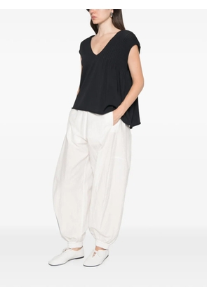 Liviana Conti pleated V-neck top - Blue