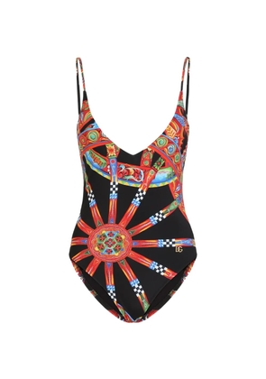 Dolce & Gabbana Carretto-print one-piece swimsuit - Black