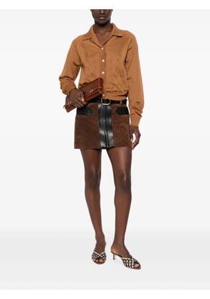 Marni logo-embroidered pointelle-knit cardigan - Brown