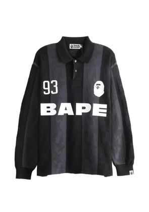 A BATHING APE® logo-print vertical-stripe polo shirt - Black