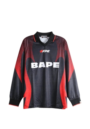 A BATHING APE® logo-print long-sleeve polo shirt - Black