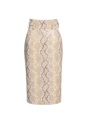 Elie Saab python-print belt-loops midi skirt - Neutrals
