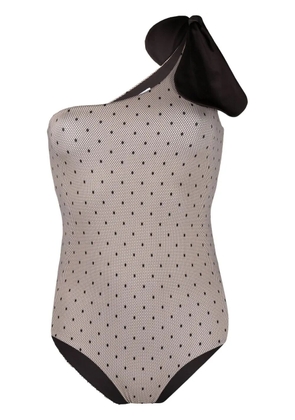 RED Valentino point d'esprit-print swimsuit - Neutrals