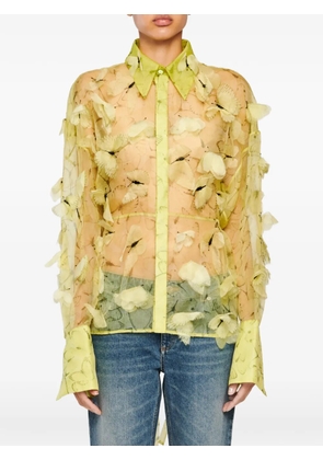 Blumarine butterfly-appliqué long-sleeve shirt - Green