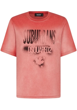 DSQUARED2 logo-print bleached T-shirt - Orange