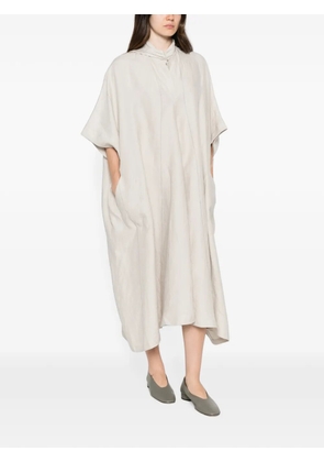 Ziggy Chen panelled short-sleeve midi dress - Neutrals