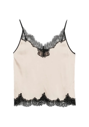 Maje lace-trim top - Neutrals