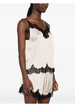 Maje lace-trim top - Neutrals