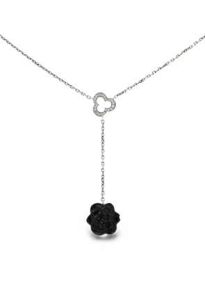CHANEL Pre-Owned 2010s Camelia onyx and diamond necklace - Silver
