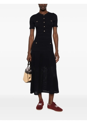 Maje ribbed-knit button-up midi dress - Blue