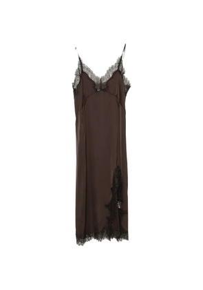 Maje lace-trim midi dress - Brown