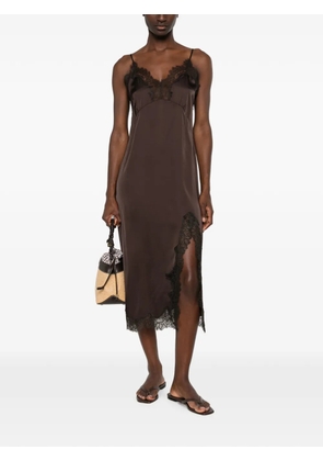 Maje lace-trim midi dress - Brown