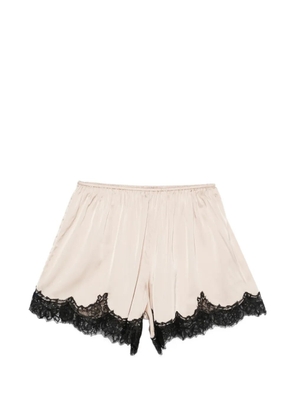 Maje lace-trim satin-finish shorts - Neutrals