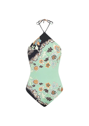 Roberto Cavalli floral-print halterneck bodysuit - Green