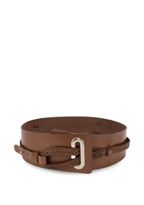Alberta Ferretti braided-detail leather belt - Brown