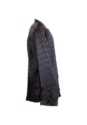 Balenciaga Pre-Owned logo-print silk long-sleeve shirt - Black