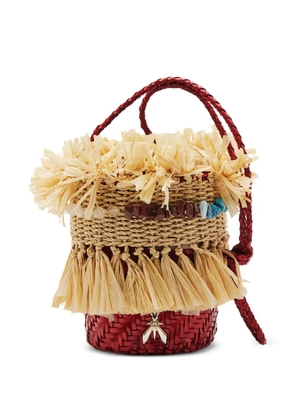Patrizia Pepe Extra-Vacanza raffia-fringe bucket bag - Neutrals