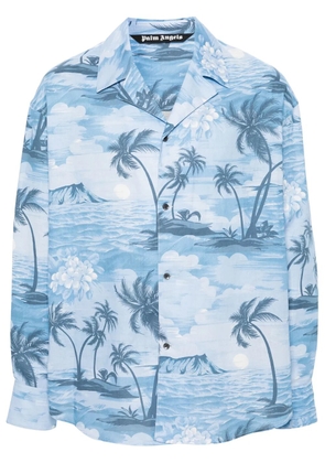 Palm Angels sunset-print bowling shirt - Blue