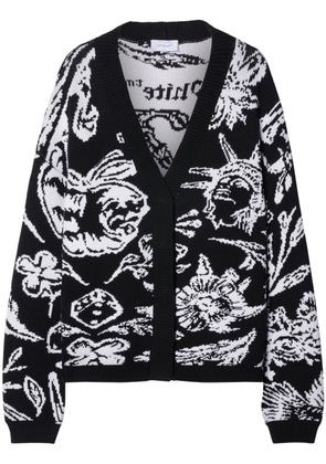 Off-White Tattoo-intarsia cotton-blend cardigan - Black