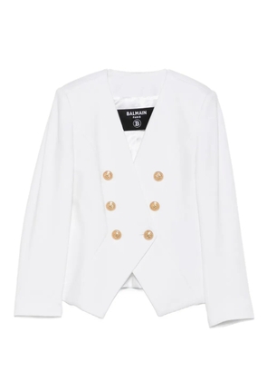 Balmain Kids gold-button double-breasted jacket - White