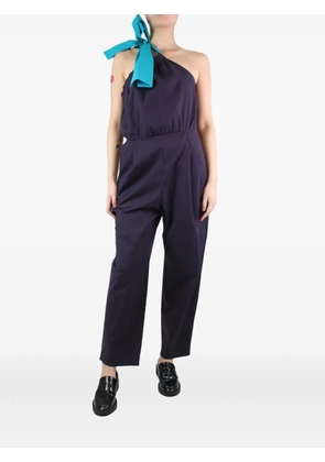 MSGM one-shoulder bow-detail jumpsuit - Purple