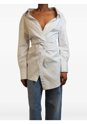 Jacquemus Pre-Owned striped wrap shirt - Blue