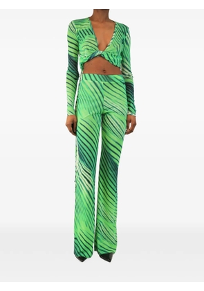 THE ANDAMANE twist-front mesh trousers and top set - Green