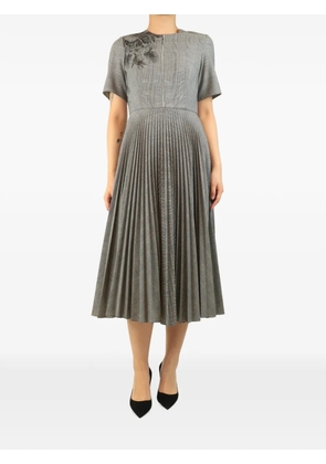 ERDEM Prince of Wales-check pleated midi dress - Grey