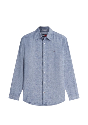 Tommy Jeans logo-embroidered button-down shirt - Blue