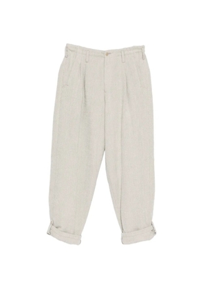 Yohji Yamamoto pleated cuff-tab trousers - Neutrals