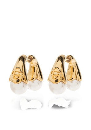 Casablanca Lotus logo-detail pearl earrings - Gold