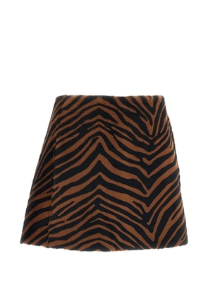 P.A.R.O.S.H. zebra-print shearling mini skirt - Brown
