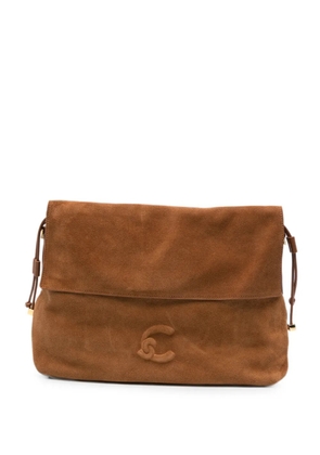 Coccinelle logo-detail suede shoulder bag - Brown