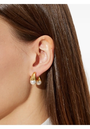Casablanca Lotus logo-detail pearl earrings - Gold