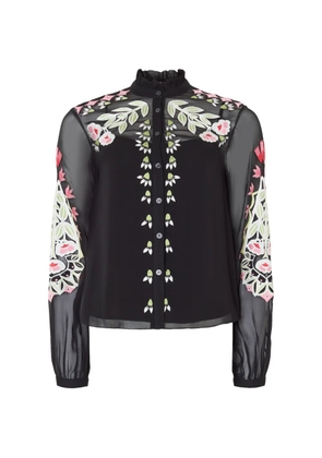 Temperley London Rosalba floral-embroidered shirt - Black