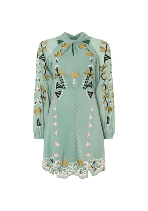 Temperley London embroidered scalloped-edge mini dress - Green