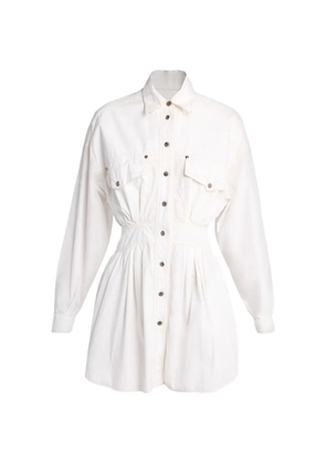 Versace Poplin button-up gathered-waist mini dress - White