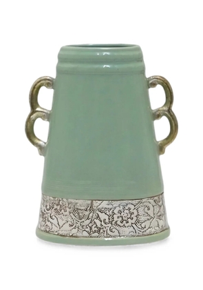 ENZO DE GASPERI floral-embossed twin-handle vase - Green