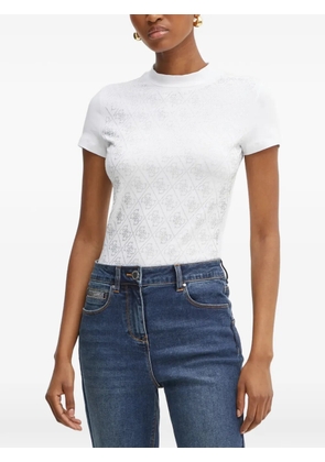 GUESS USA rhinestone-embellished monogram T-shirt - White