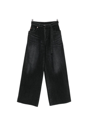 sacai belted wide-leg jeans - Black