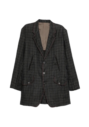 Yohji Yamamoto linen twill plaided pocket jacket - Grey