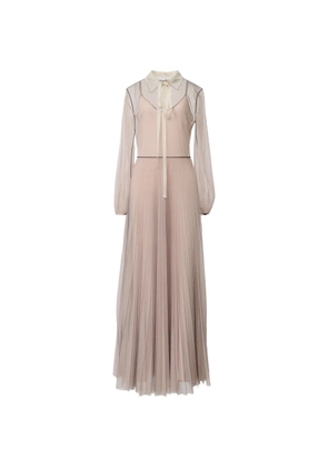 Fabiana Filippi pleated lace-collar maxi dress - Neutrals