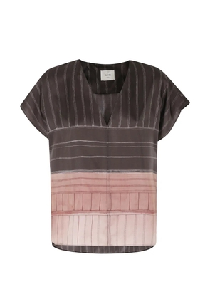 Alysi vertical-stripe silk blouse - Brown
