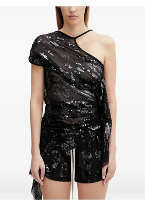 Rick Owens Lilies sequin-embellished asymmetric top - Black