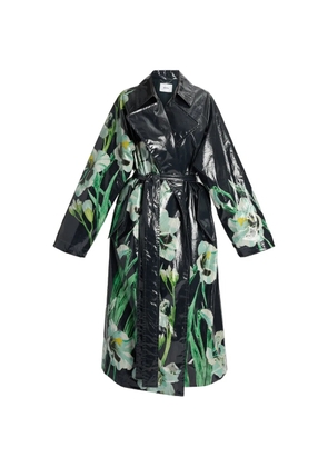 ERDEM floral-print coated trench coat - Blue