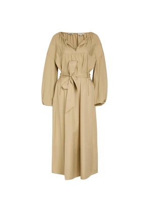 Vince belted puff-sleeve midi dress - Neutrals
