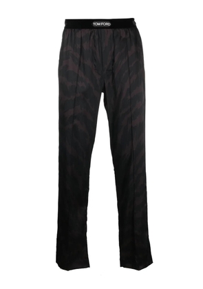 TOM FORD patterned logo-waistband pyjama trousers - Black