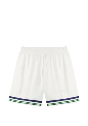 Casablanca Hotel Emblem striped silk shorts - White