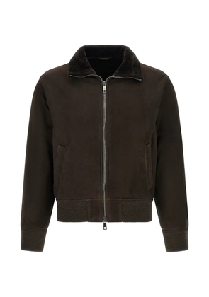 Giorgio Brato shearling-collar suede jacket - Brown
