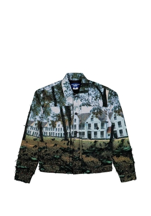 Junya Watanabe MAN button-fastening landscape-motif shirt jacket - Green